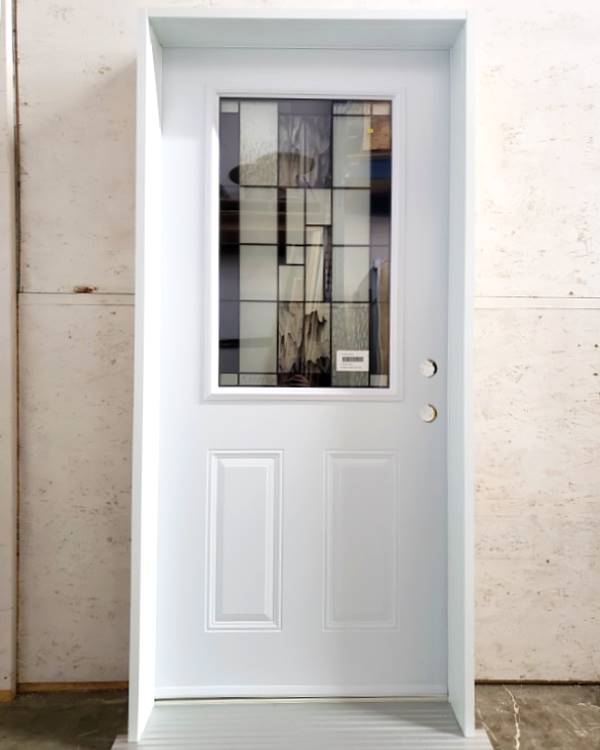 Single door with decorative half glass #226